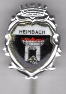 Heimbach email op zilverkleurig stads speldje ( P_059a), Verzenden, Zo goed als nieuw, Transport, Speldje of Pin