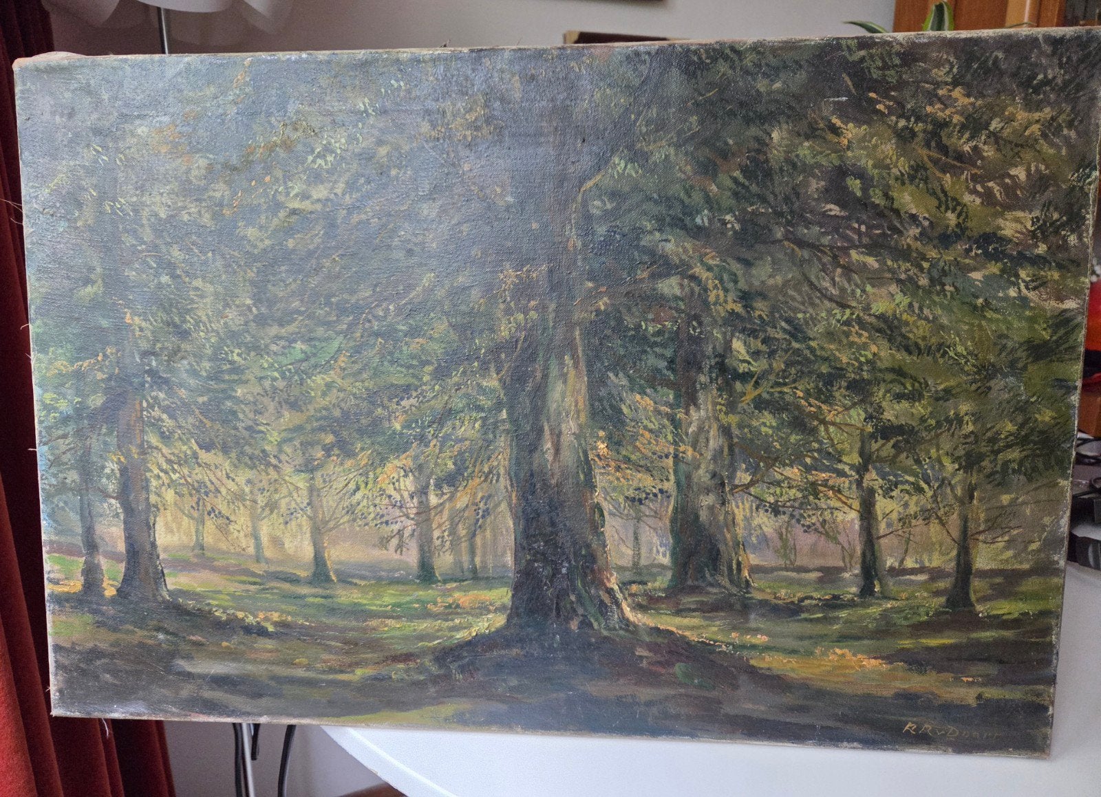 Bos schilderij olieverf op canvas, Ophalen of Verzenden