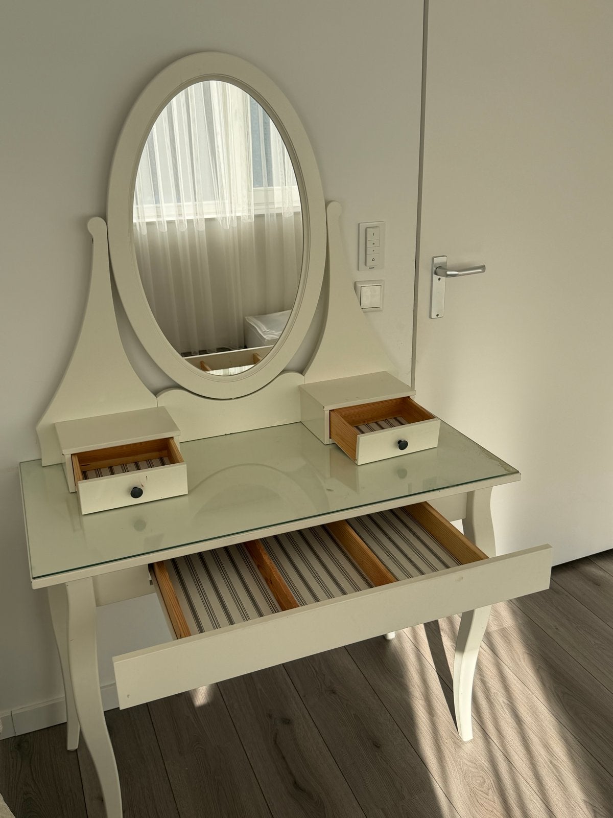 IKEA HEMNES Toilettafel met spiegel, wit, 100x50 cm, Ophalen, Gebruikt, 100 tot 150 cm, 50 tot 100 cm