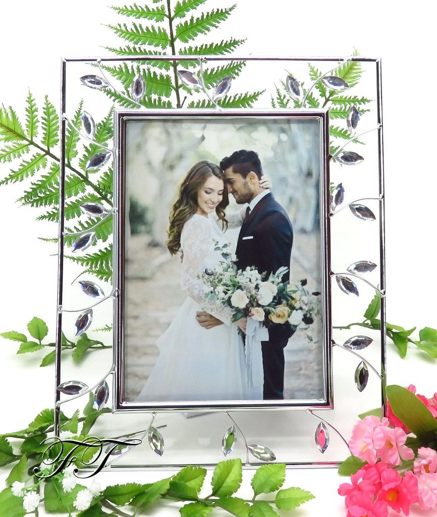 Elegante fotolijst met “Rhinestones” voor bruiloft., Ophalen of Verzenden, Nieuw, Versiering, Geboorte of Huwelijk