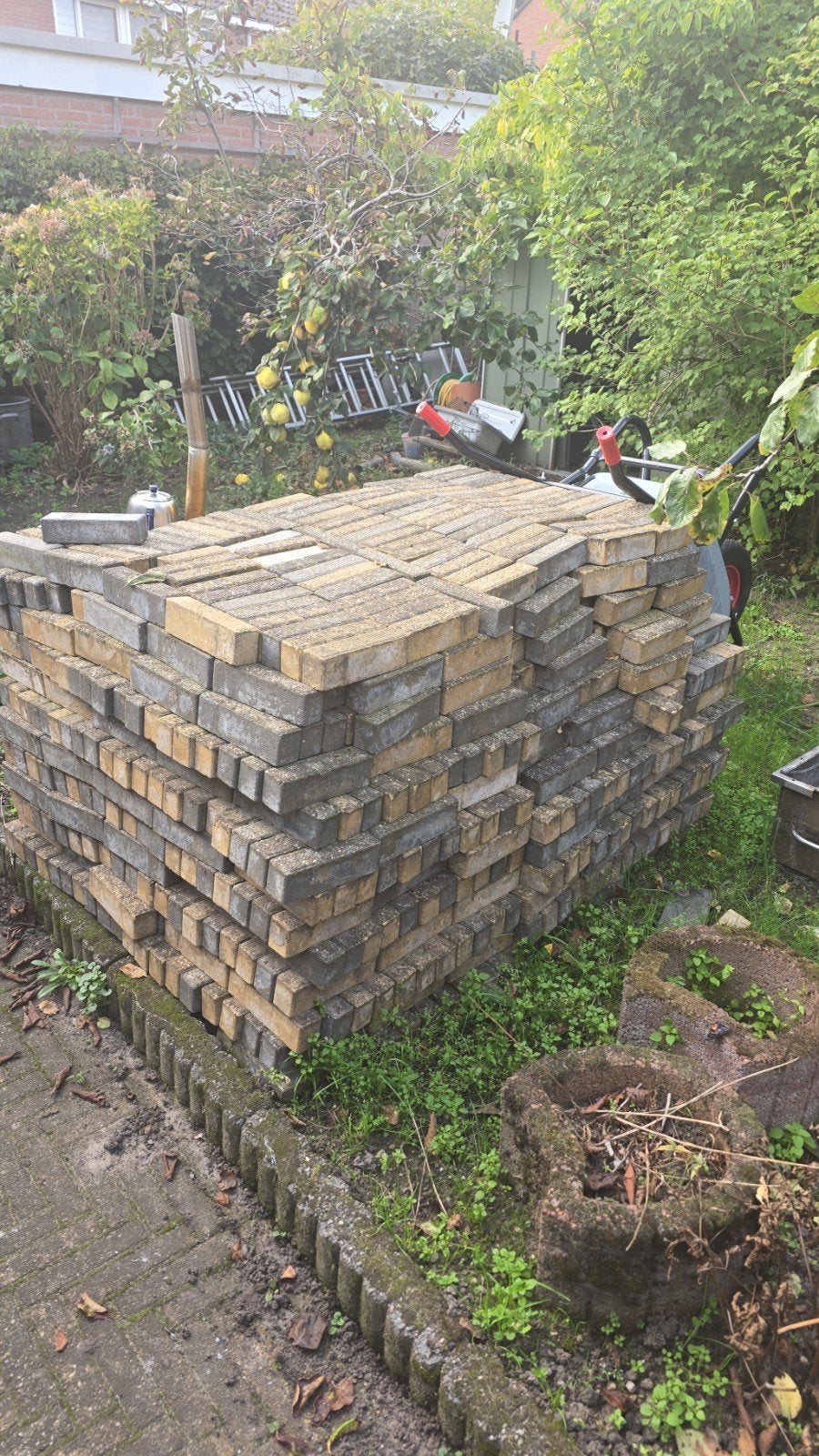 15m² gebruikte tegels gratis af te halen, Ophalen