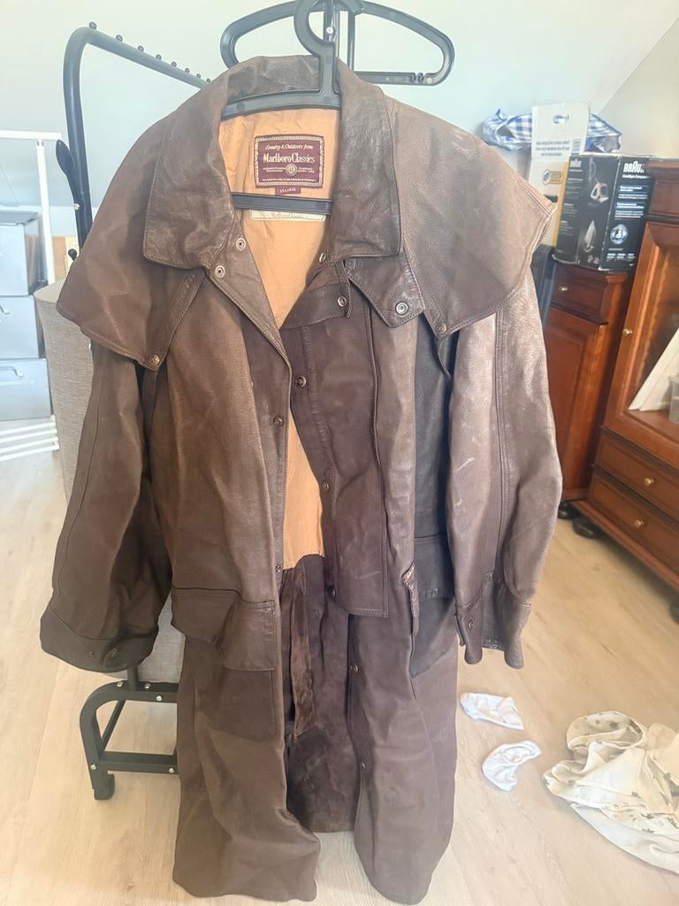 Prachtige, vintage leren ridingcoat van Marlboro Classics, Ophalen of Verzenden, Zo goed als nieuw, Overige maten, Bruin