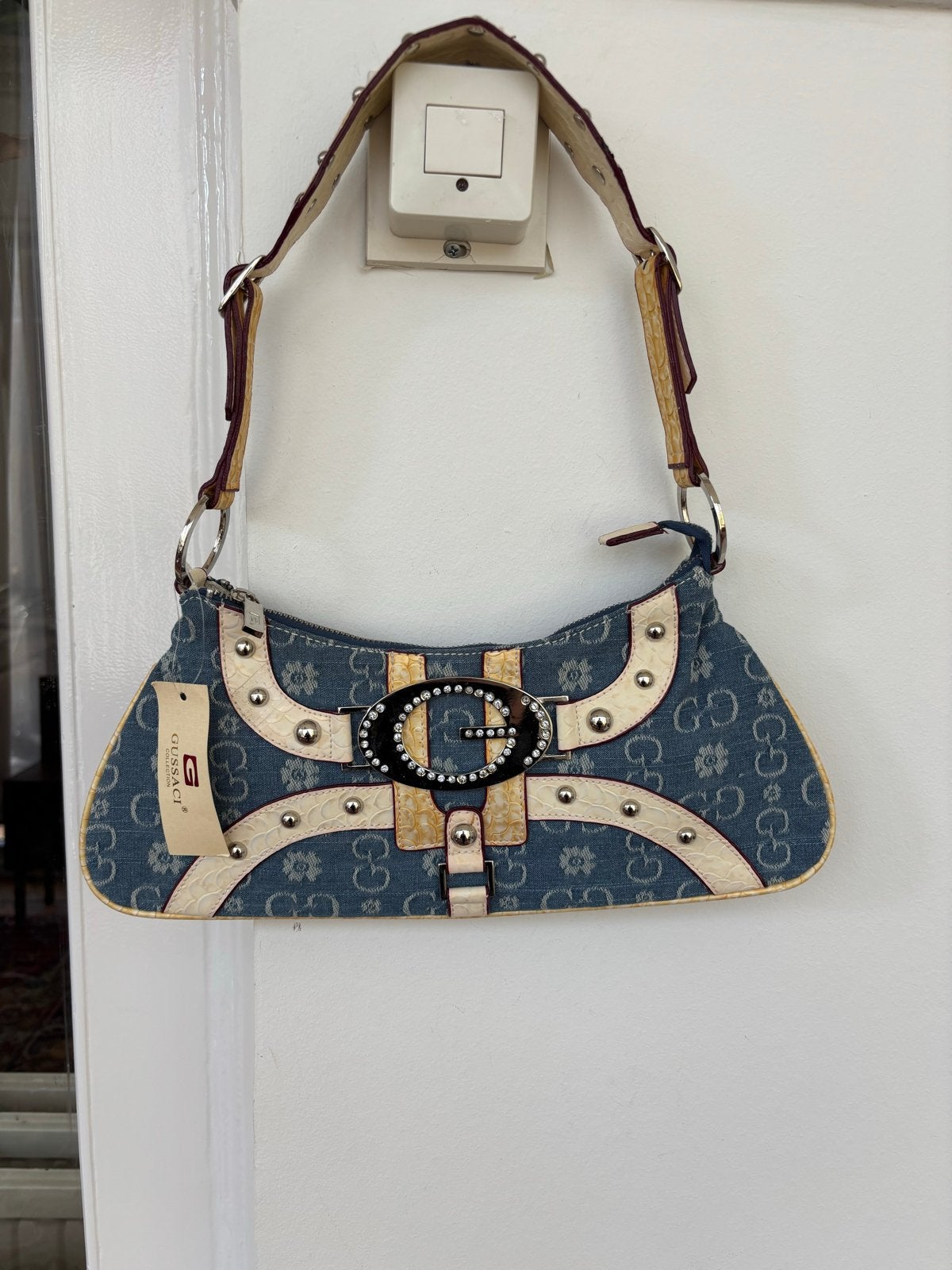 Vintage Y2K denim Gussaci tas - zo goed als nieuw, Ophalen of Verzenden, Zo goed als nieuw, Blauw, Schoudertasje