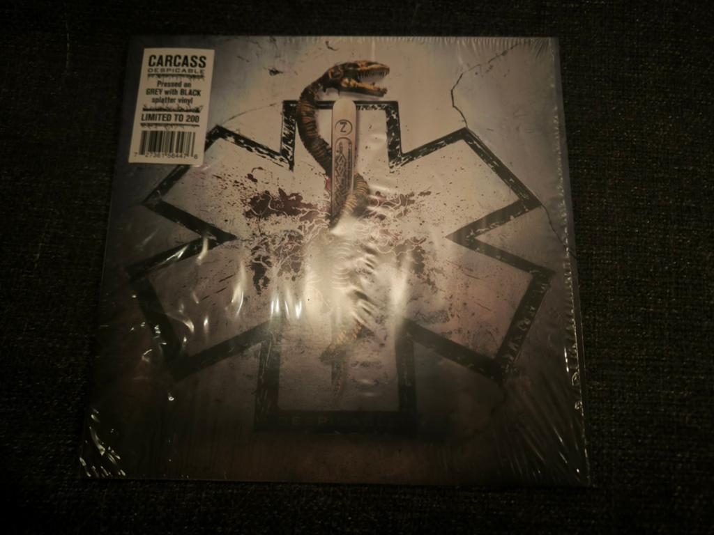 Carcass - Despicable (10 inch grey black splatter limited), Ophalen of Verzenden, Zo goed als nieuw