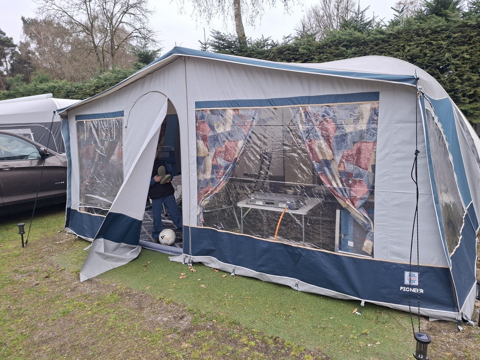 Walker Pioneer voortent omloopmaat 10 + luifel 240 cm diep, Caravans en Kamperen, Ophalen, Gebruikt, Walker Campingstyle