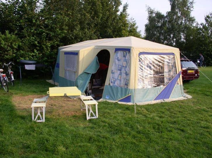 Jamet Montana  lattenbodems,Trigano Chantily kampeerspullen, Caravans en Kamperen, Vouwwagens, Trigano, Meerkleurig, Ophalen of Verzenden
