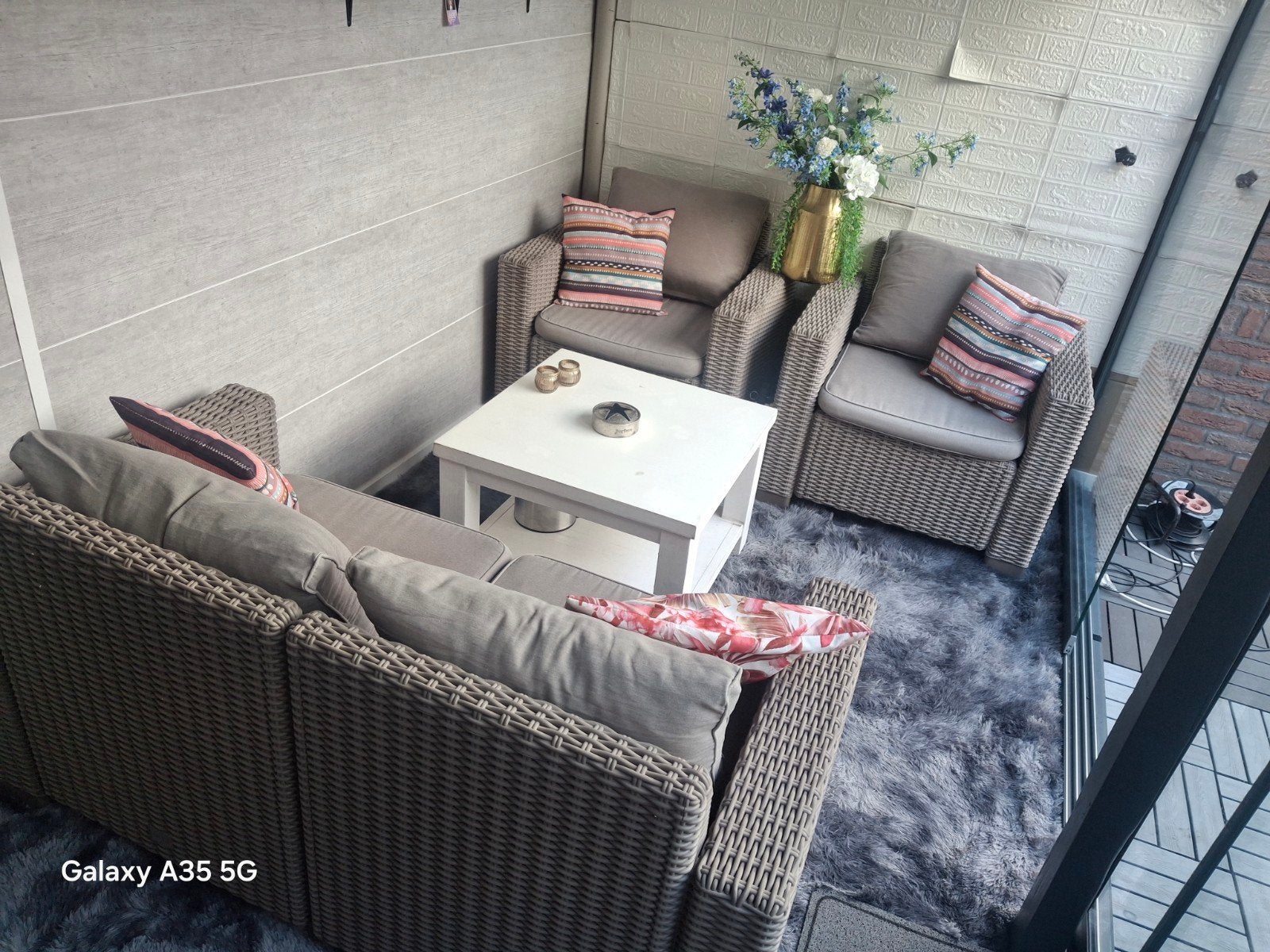Complete Wicker Loungeset met 4 Zitplaatsen, 4 zitplaatsen, Gebruikt, Ophalen of Verzenden, Bank