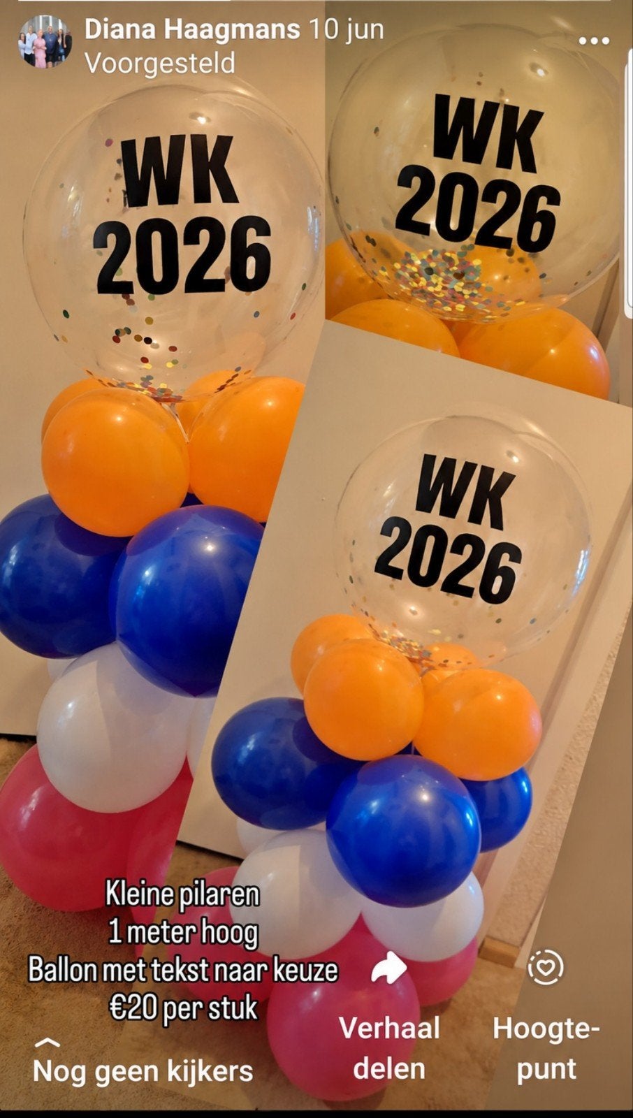 WK 2026 ballonnen pilaren €20, Ophalen, Versiering