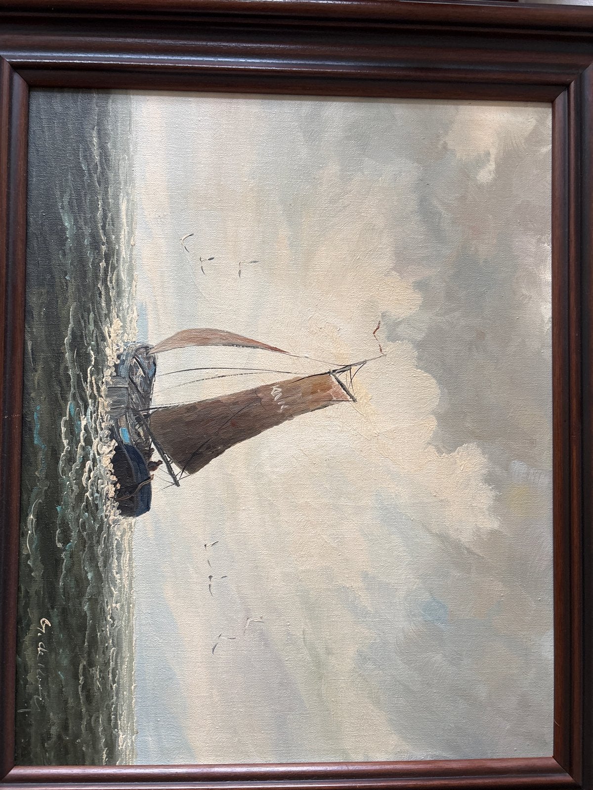 Maritiem Schilderij: Zeilschip op woelige zee, Antiek en Kunst, Kunst | Schilderijen | Klassiek, Maritiem / water, Klassiek, Olieverf