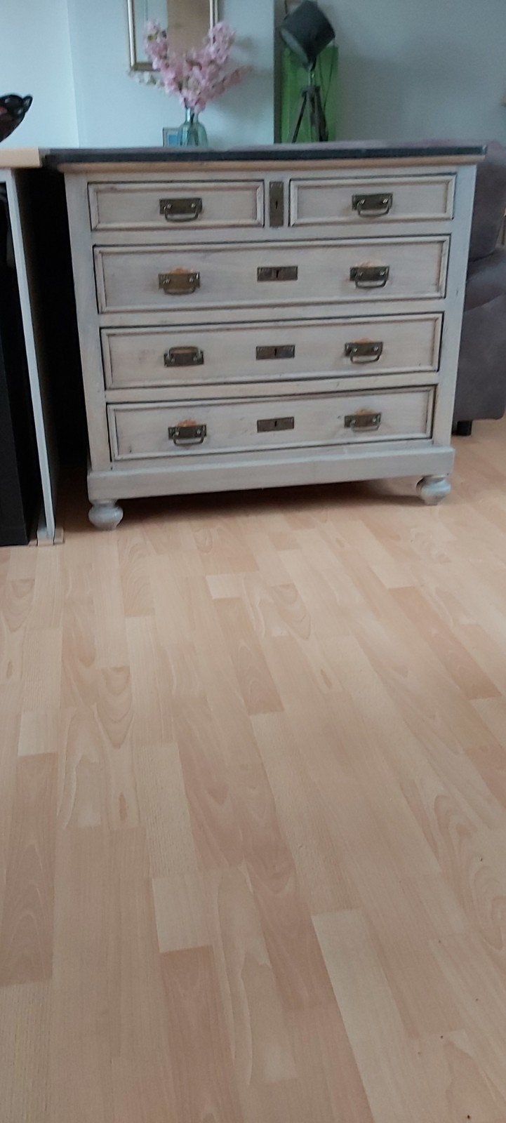 Vintage ladekast met marmeren blad, Ophalen, Gebruikt, Overige materialen, 50 tot 100 cm