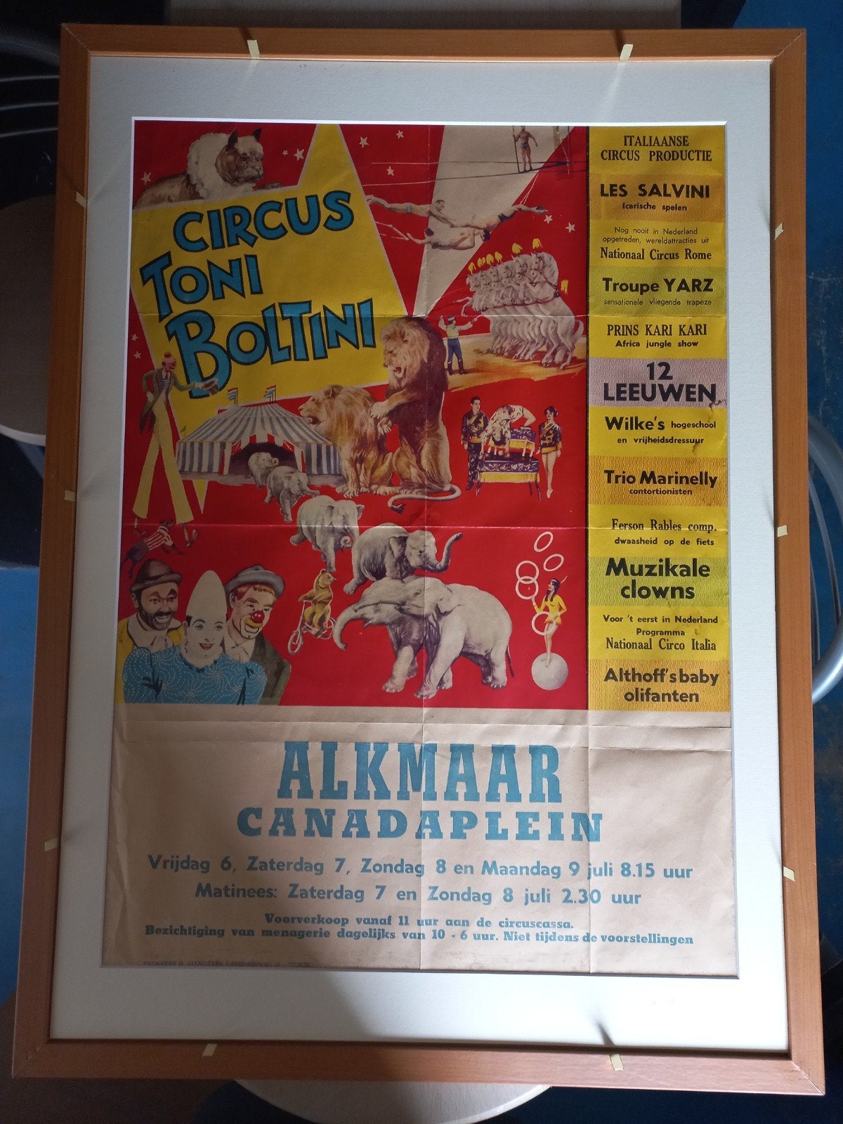 Originele circus poster uit 1962, Overige onderwerpen, Ophalen of Verzenden, Ingelijst, Lithografie