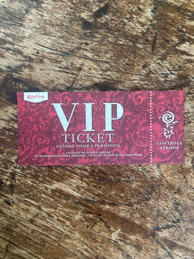 Efteling VIP ticket, Tickets en Kaartjes, Eén persoon, Ticket of Toegangskaart