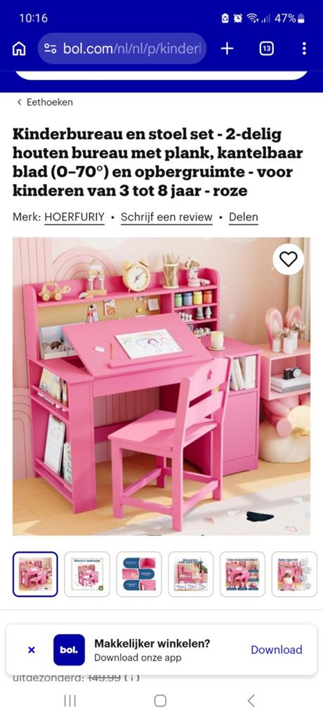 Kinderbureau met stoel roze. Nieuw in doos of gemonteerd, Ophalen, Nieuw, Overige typen