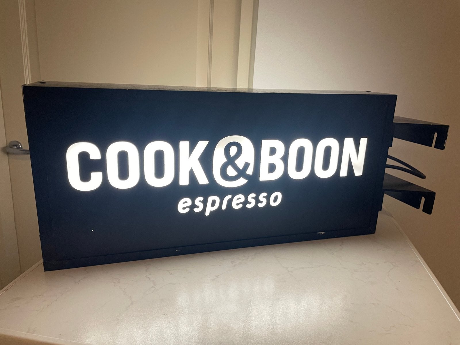 Origineel Cook & Boon Espresso reclamebord / lichtbak – €100, Ophalen, Zo goed als nieuw, Lichtbak of (neon) lamp