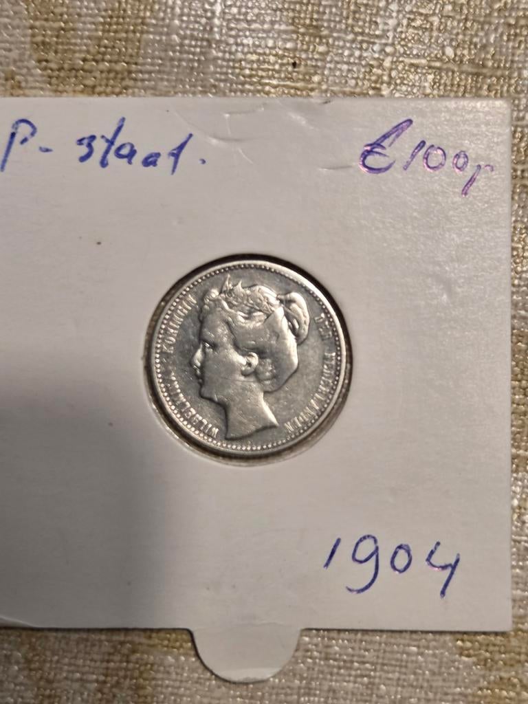 Zilveren 25 cent munt Koningin Wilhelmina 1904, Postzegels en Munten, Munten | Nederland, Zilver, Ophalen of Verzenden, 10 cent