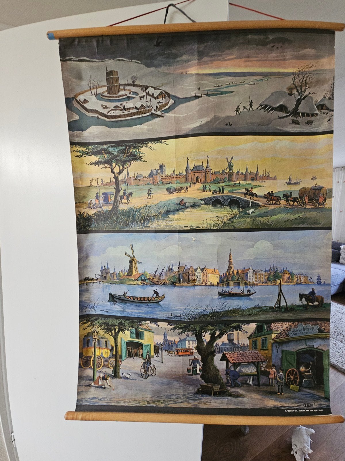 Vintage schoolplaat 'Vier Jaargetijden' van V.d. Hulst Jr., Antiek en Kunst, Ophalen of Verzenden