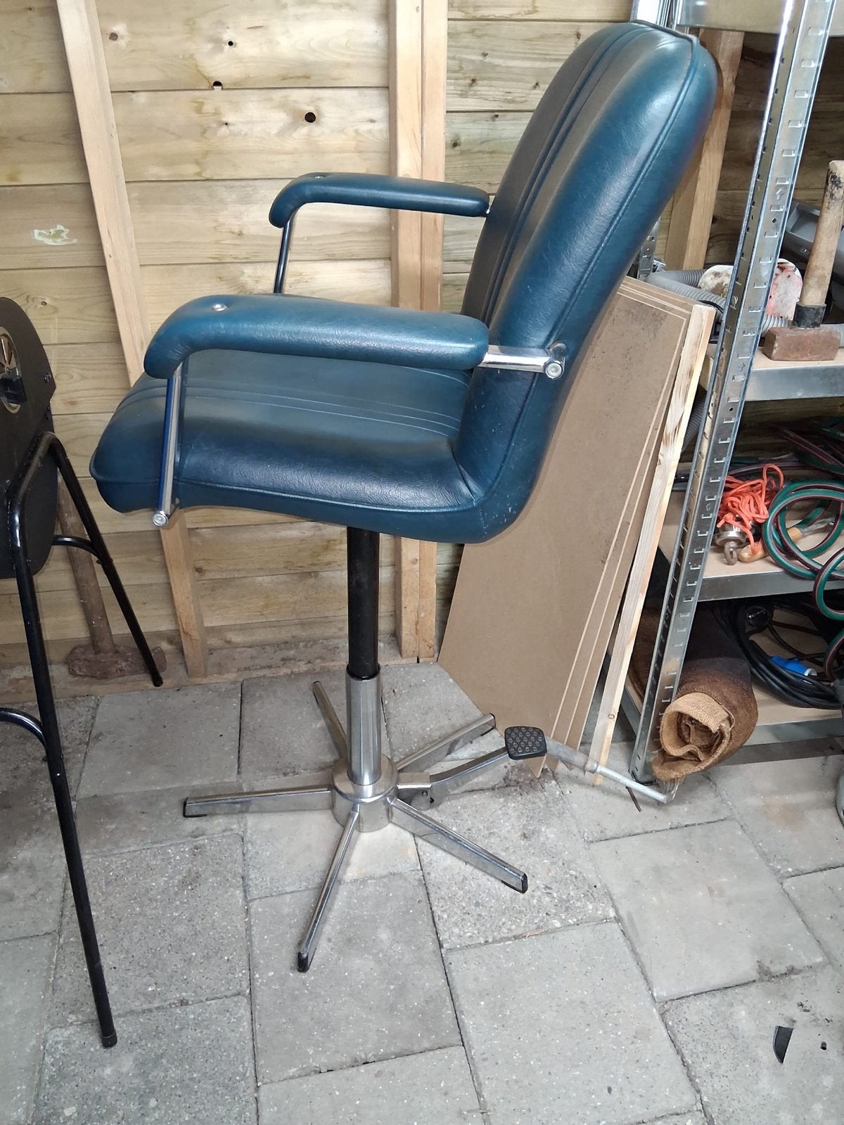 Boot stoel, Ophalen, Gebruikt, Blauw, Leer