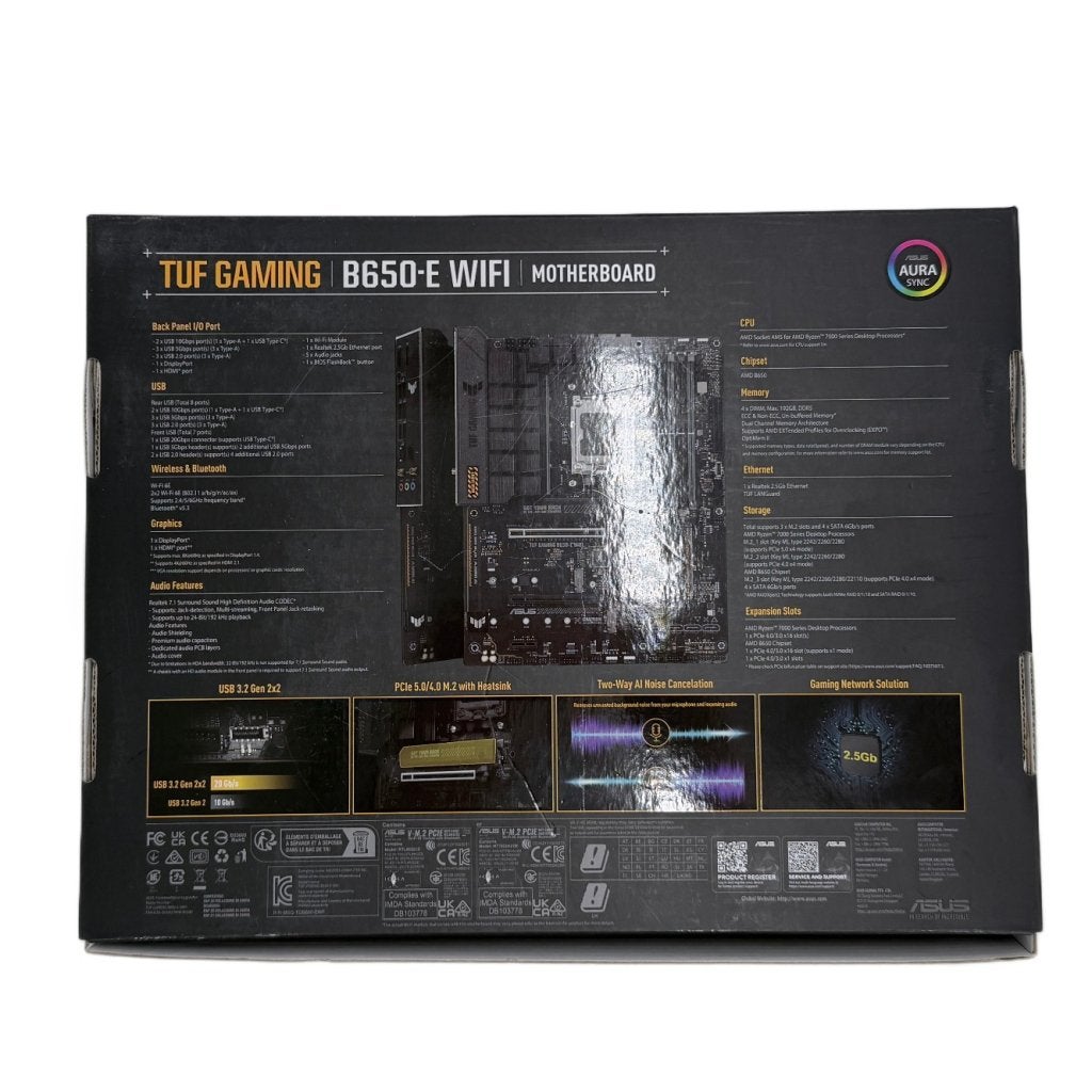 ASUS TUF GAMING B650-E WIFI Moederbord, Asus, Zo goed als nieuw, Support@asus.com, No. 15, Li-Te Road, Beitou District
Taipei 112
Taiwan