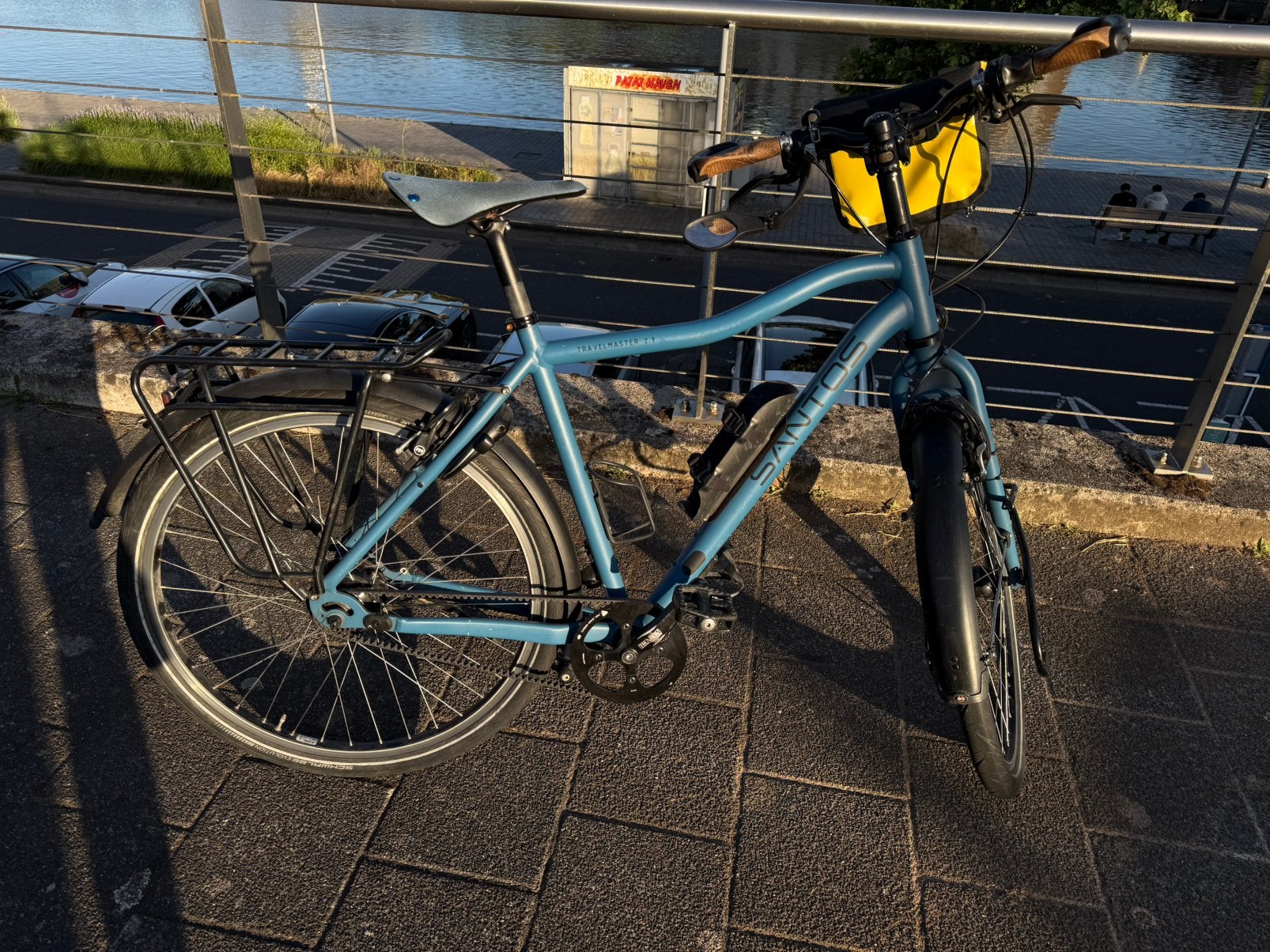 Santos 2.9 Travelmaster Rohloff Riem 57, 28 inch, Gebruikt, 10 tot 15 versnellingen, Velgrem