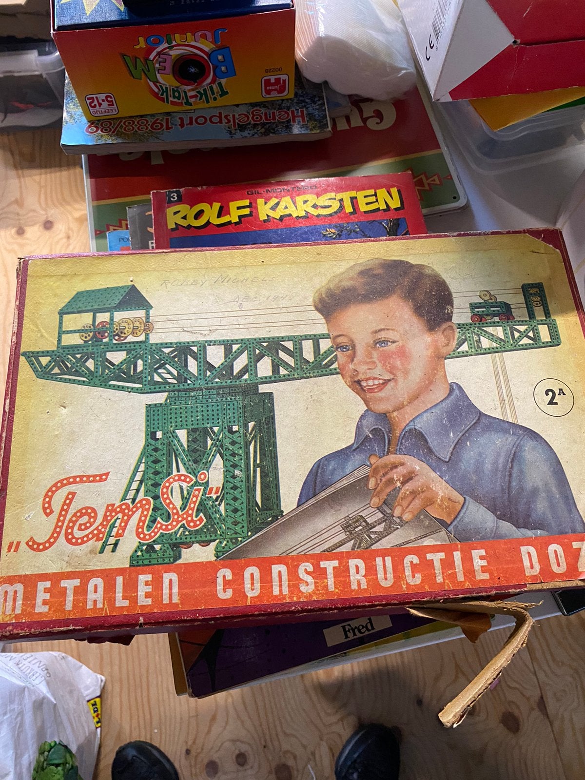 Antiek speelgoed zeer oud bouw doos, Verzenden