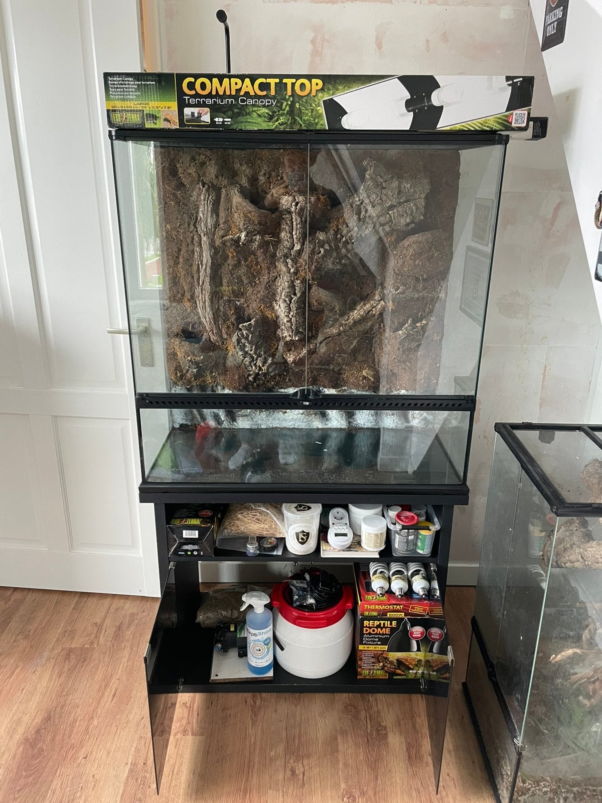Complete Exo Terra terrarium 90x45x90 cm veel accessoires!, Ophalen, Zo goed als nieuw, Terrarium of Paludarium