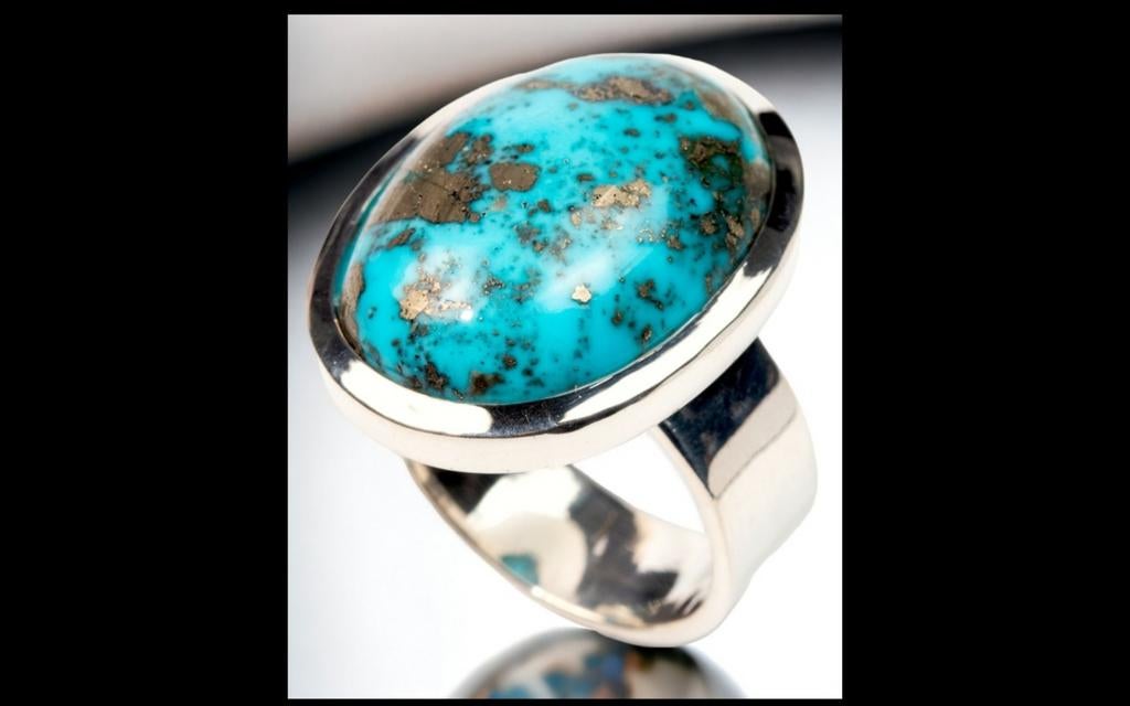 Nishapur Turquoise ring van 925 sterling zilver., Nieuw, 17 tot 18, Dame of Heer, Met edelsteen