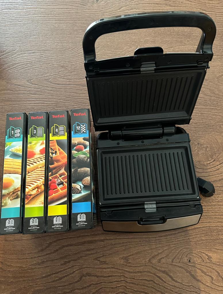 Tefal Snack Collection grill met 4 platen (3/4 ongebruikt), Witgoed en Apparatuur, Contactgrills, Gebruikt, Uitneembare platen