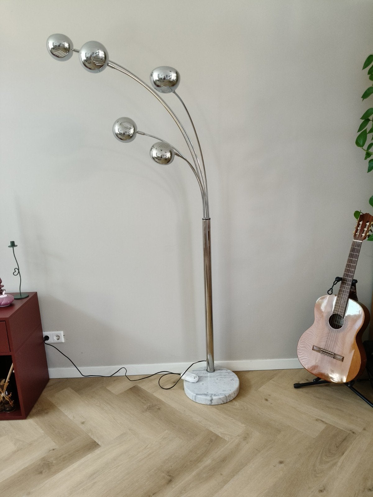 Stalamp met 5 bollen - Chroom met dimmer Kare design, Huis en Inrichting, Ophalen, E14 (klein), Zo goed als nieuw, 150 tot 200 cm