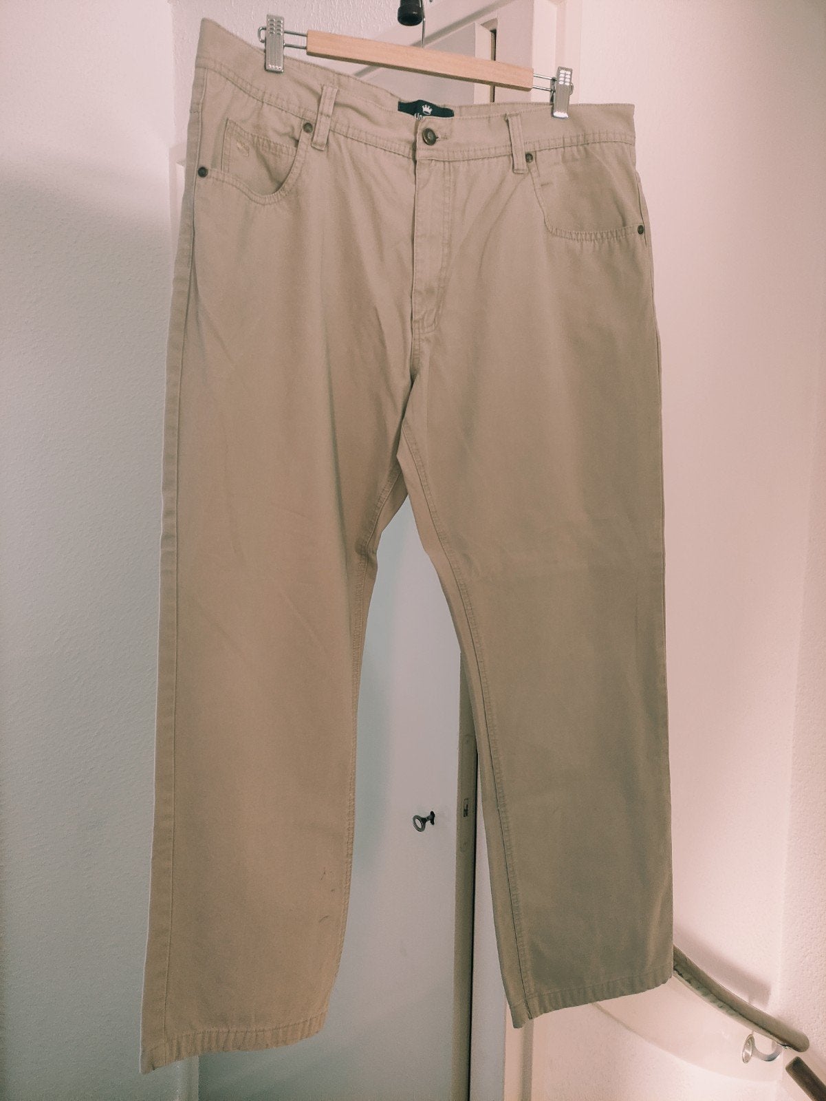 Mooie beige heren katoenen broek Kingfield 27 buik maat, Kingfield, Maat 52/54 (L), Beige, Ophalen of Verzenden