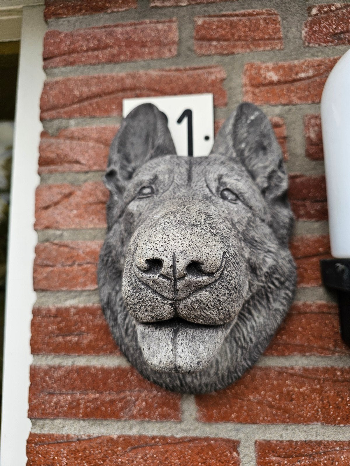 Gedetailleerd Hond Hoofd Beeld, Ophalen of Verzenden, Gebruikt, Beton, Dierenbeeld