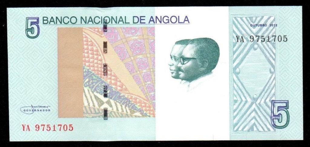 Bankbiljet - Angola 5 Kwanzas 2012 - UNC., Postzegels en Munten, Bankbiljetten | Afrika, Ophalen of Verzenden, Overige landen