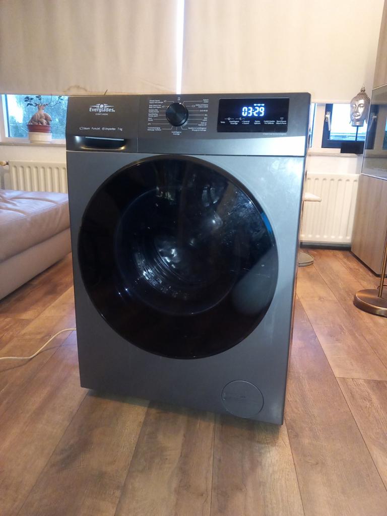 Everglades EWM71402AG Wasmachine 7kg Inverter, Witgoed en Apparatuur, Gebruikt, Ophalen of Verzenden, 85 tot 90 cm, 1200 tot 1600 toeren