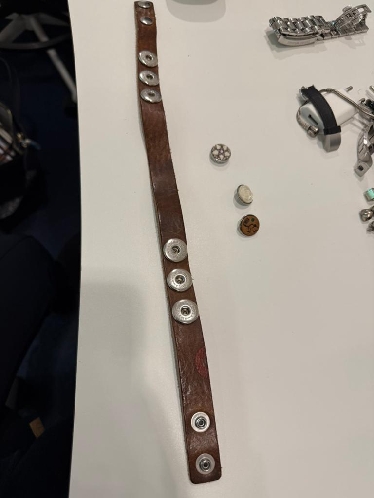 Zgan Noosa Amsterdam dubbele leren armband met 3 studs, Ophalen of Verzenden, Zo goed als nieuw, Bruin, Leer