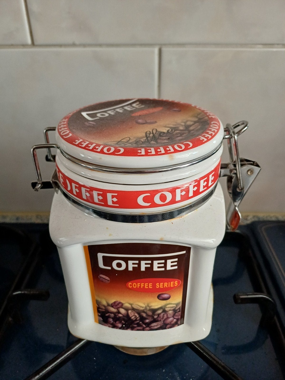 Vintage Koffie Voorraadpot - Keramiek met Beugelsluiting, Antiek en Kunst, Ophalen of Verzenden