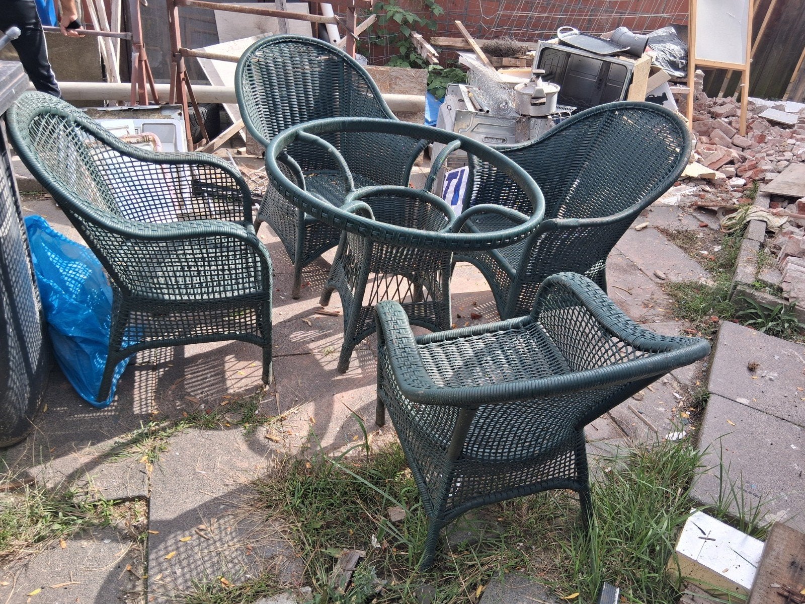 Van Valderen tuinset met tafel en 4 stoelen(zonder glasplaat, Ophalen, 4 zitplaatsen, Gebruikt, Rotan