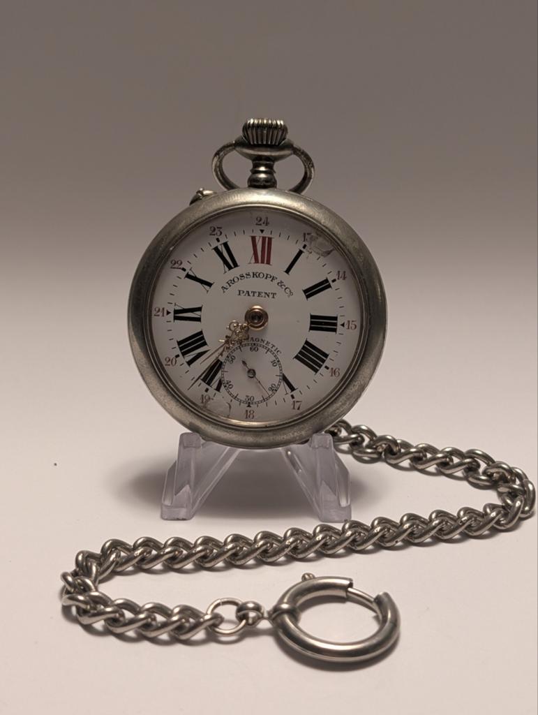 Antiek A. Rosskopf & Co Zakhorloge met Ketting, Patent 1888, Overige merken, Overige materialen, Zakhorloge, Ophalen of Verzenden