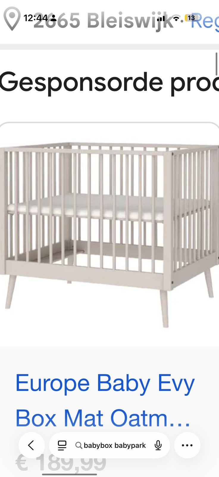 Baby box, Ophalen of Verzenden, Zo goed als nieuw, Ledikant