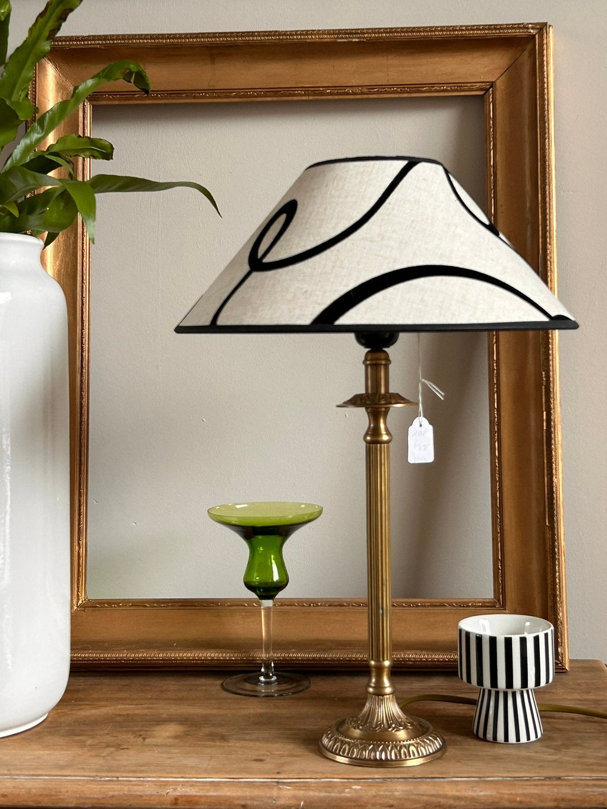 Mooie Vintage messing lamp, Met schakelaar, Gebruikt, Ophalen of Verzenden, Vintage