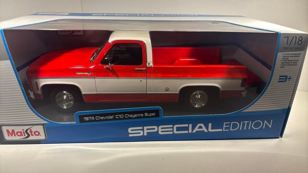 Chevrolet c10 cheyenne super 1974 maisto 1.18, Maisto, Ophalen of Verzenden, A, A