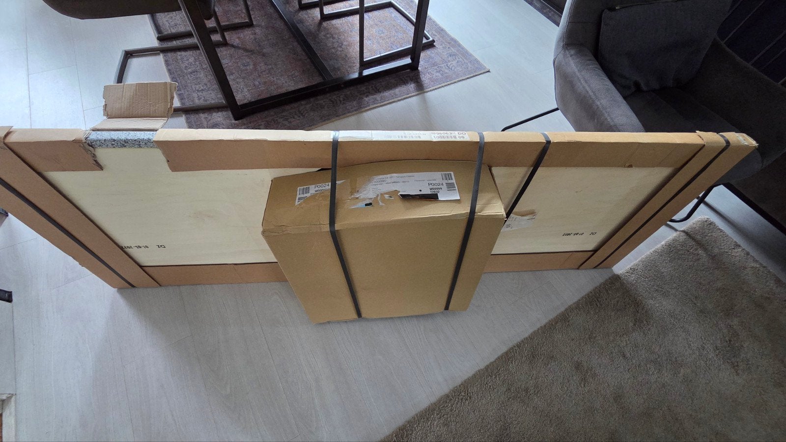 Nieuw aanrechtblad met spoelbak, 130 cm breed, Ophalen, Nieuw, Grijs, 100 tot 150 cm