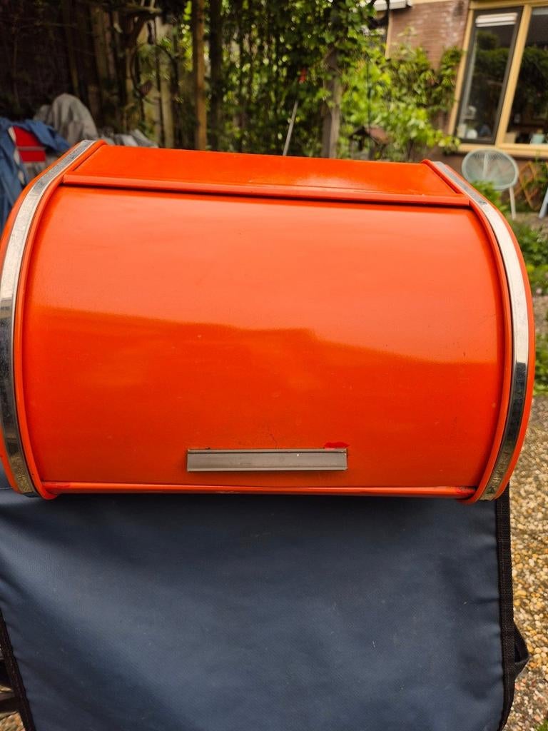 retro oranje broodtrommel vintage broodbak, Verzamelen, Retro, Ophalen of Verzenden, Huis en Inrichting