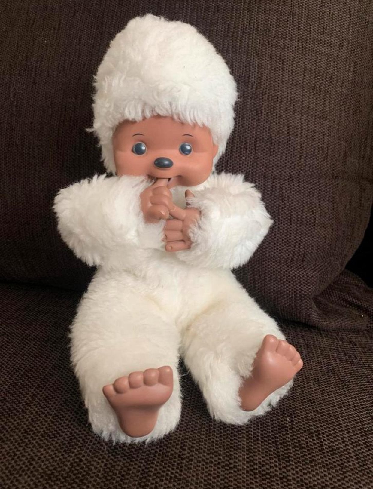 Monchhichi engel wit 28 cm vintage, Ophalen of Verzenden, Zo goed als nieuw, Pop