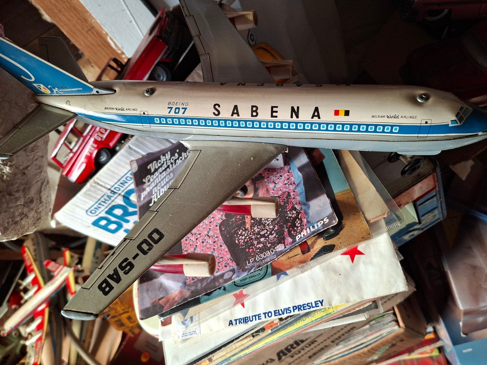 Sabena 707 00-SAB blik vliegtuig nomura japan, Antiek en Kunst, Ophalen