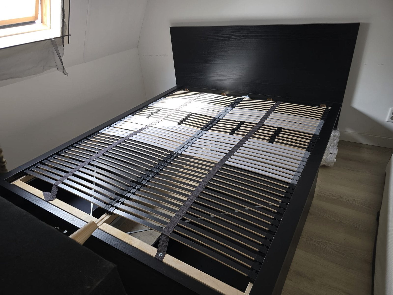 Zwart 2p bed met opberglades + 2 losse lattenbodems ZGAN!, Ophalen, Zwart, Tweepersoons, Zo goed als nieuw