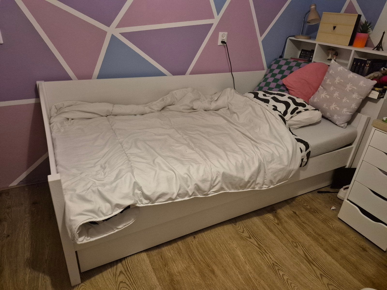 bed 90x200 met uitschuifbed, Ophalen, Gebruikt, 90 cm, Eenpersoons