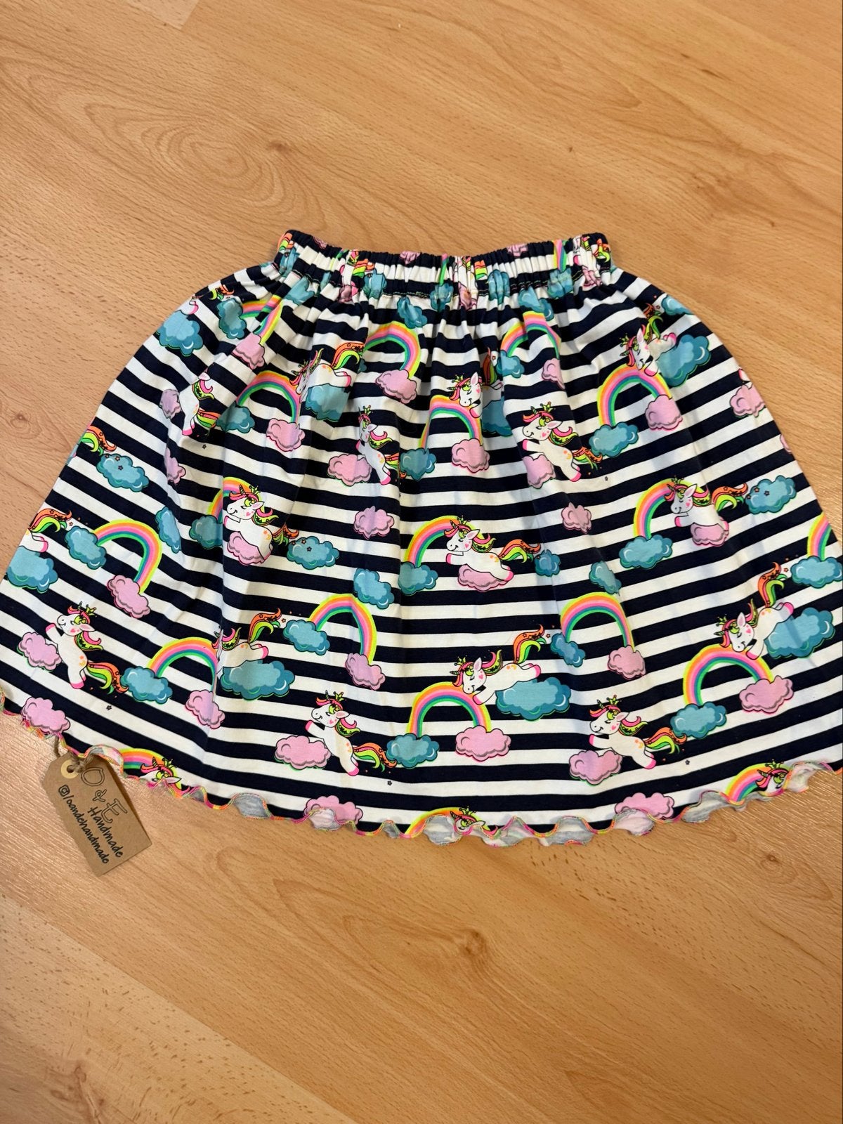 O&E Handmade tricot rokje eenhoorns & regenbogen - Maat 98, Ophalen of Verzenden, Nieuw, Meisje, Jurk of Rok