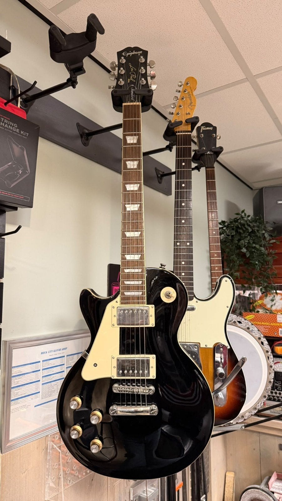 linkshandige Epiphone Les Paul Standard Ebony Zwart, Muziek en Instrumenten, Ophalen of Verzenden, Zo goed als nieuw, Solid body