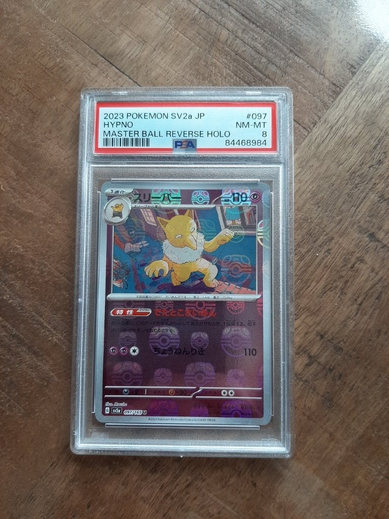 Hypno #97, Master ball, PSA 8, Pokemon Japanse 151, Ophalen of Verzenden, Nieuw, Losse kaart