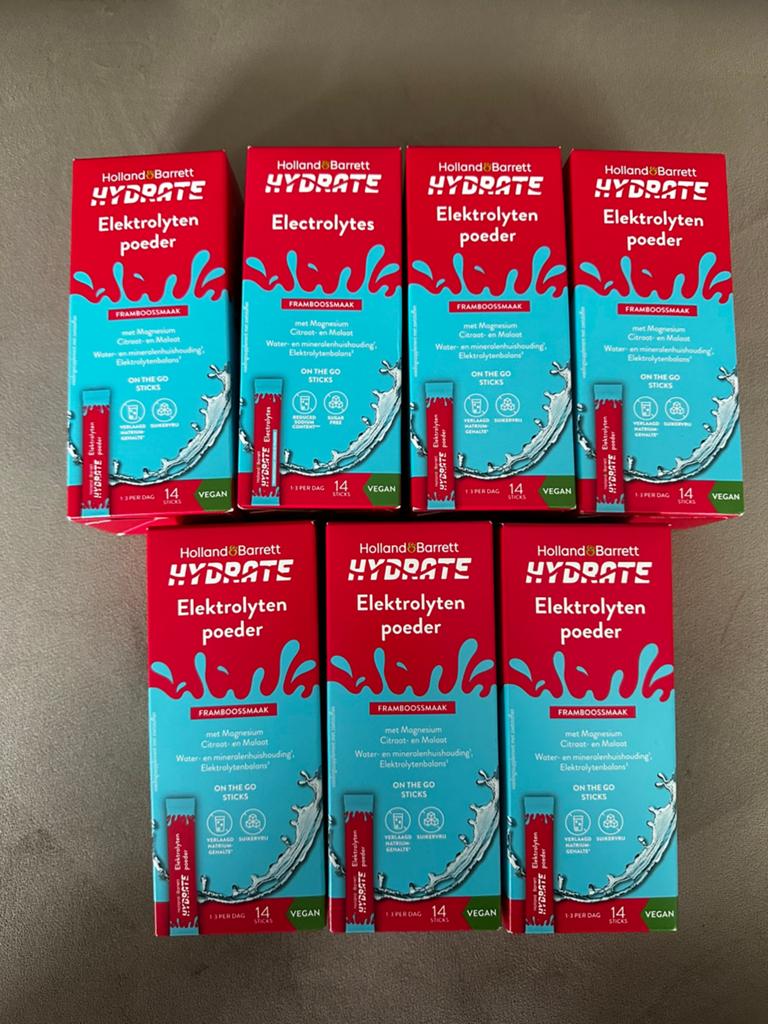Holland & Barrett Hydrate Elektrolytenpoeder Framboossmaak, Sport en Fitness, Gezondheidsproducten en Wellness, Ophalen of Verzenden