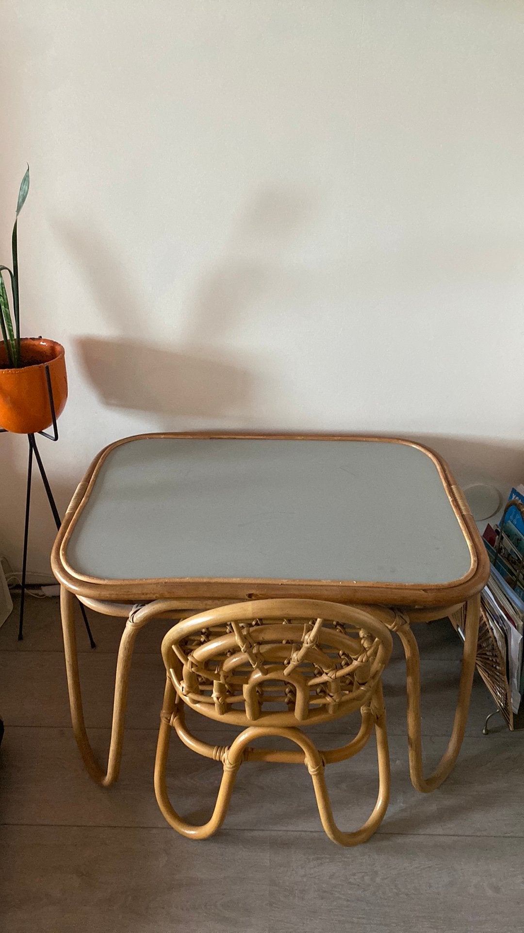 Oyoy bamboe kindertafel en stoel set, Ophalen of Verzenden, Gebruikt, Tafel(s) en Stoel(en)